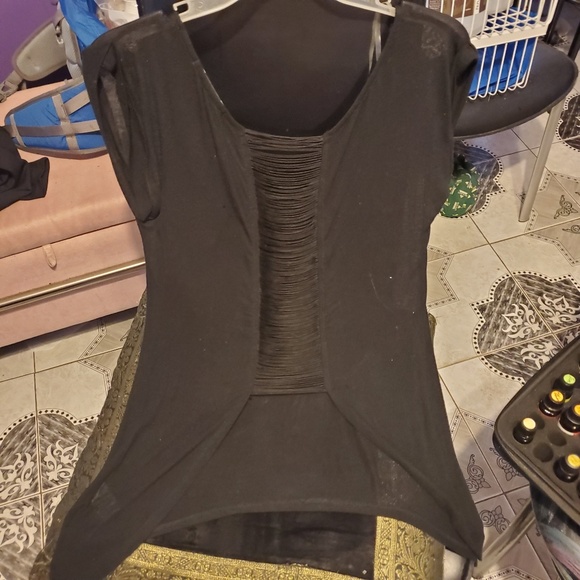 Silky Shredded Back Winged Blouse by Easel L NEW - Picture 1 of 4